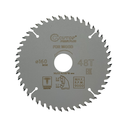 Диск пильный с тефлоновым покрытием, CUTOP Profi plus, D216 х 1,5/2,2 х 60T