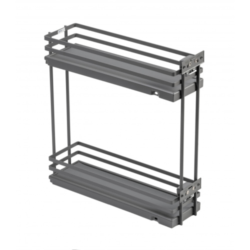 Корзина выдвижная 200мм антрацит GTV MOVIX PRO двухуров. боковое крепление L=450мм (без направл.)