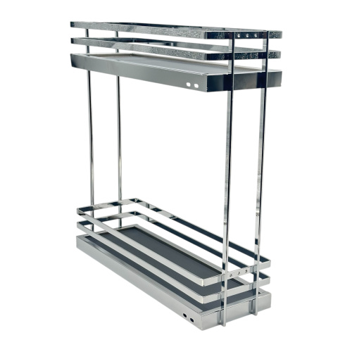 Корзина выдвижная 200мм хром Astra, двухуров. скр.монт. c доводчиком, боковое крепление (правая)