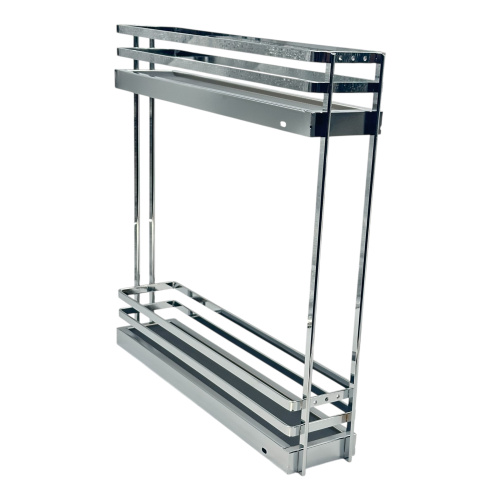 Корзина выдвижная 150мм хром Astra, двухуров. скр.монт. c доводчиком, боковое крепление (левая)