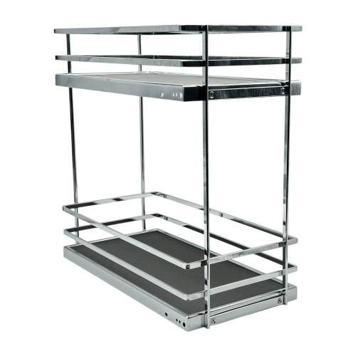 Корзина выдвижная 300мм хром Astra, двухуров. скр.монт. c доводчиком, боковое крепление (правая)