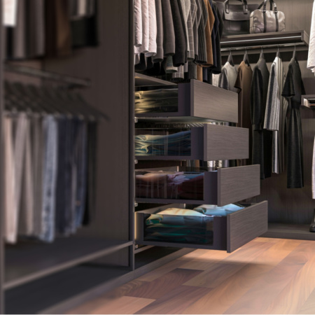 Ящик выдвижной Axis Pro Glass L-450мм Высота A - 84мм стекло/антрацит