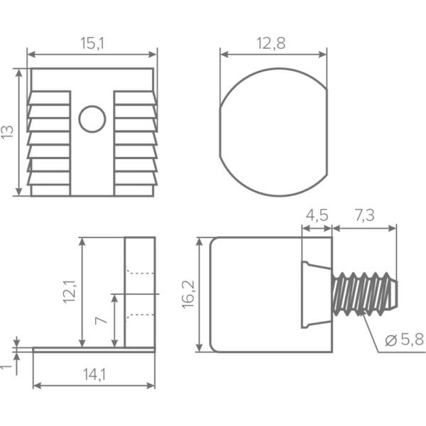 Полкодержатель AQ SHELF 03 скрытого монтажа черный никель